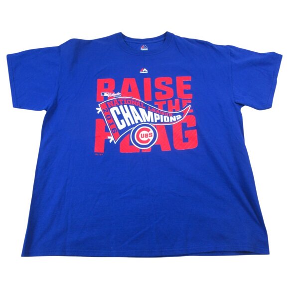 Chicago Cubs T-Shirt Mens XL Blue Majestic 2016 World Series MLB Baseball Sports - Picture 1 of 8
